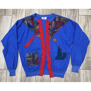 VTG J'Ans Sweatshop  Ribbon Patchwork Jacket Southwestern Hollow At Moon 80s-90s